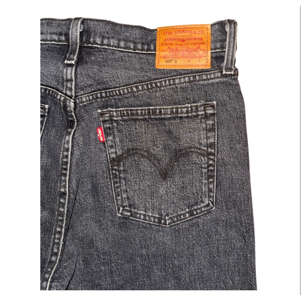 Levi's 501 Premium S Skinny Women's Jeans 30x26 Button Fly Raw Hem Gray Charcoal - Picture 9 of 9